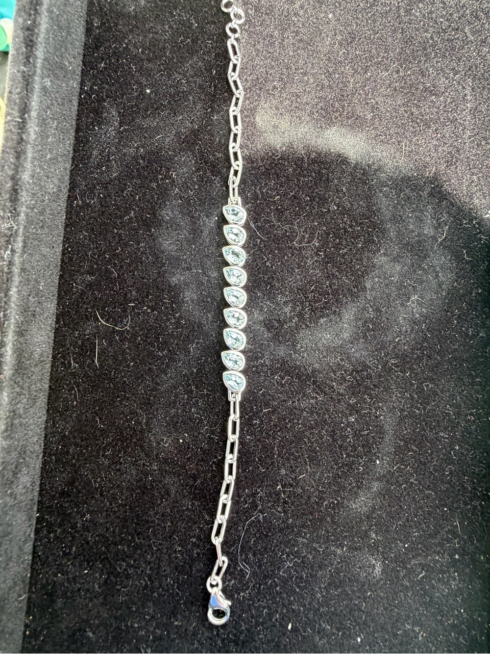 Silver Teardrop Aquamarines Link Bracelet - Women Jewelry